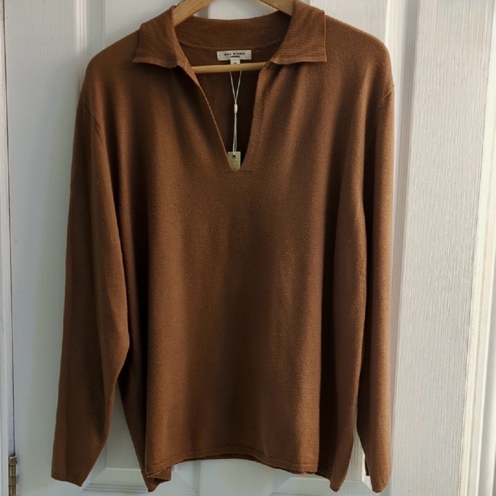Max Studio Brown V-Neck Sweater